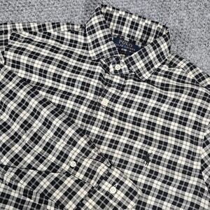 Polo Ralph Lauren Black White Plaid Checkered Slim Fit Button‎ Down Shirt